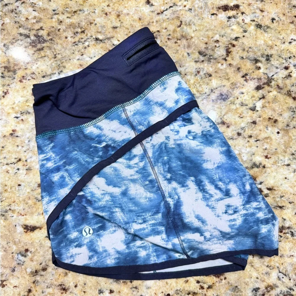 lululemon athletica Blue Tie-Dye Athletic Shorts